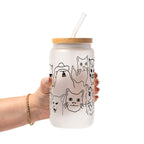 Iconic Meme Cats Glass Cup, Mug & Tumbler with Lid and Straw