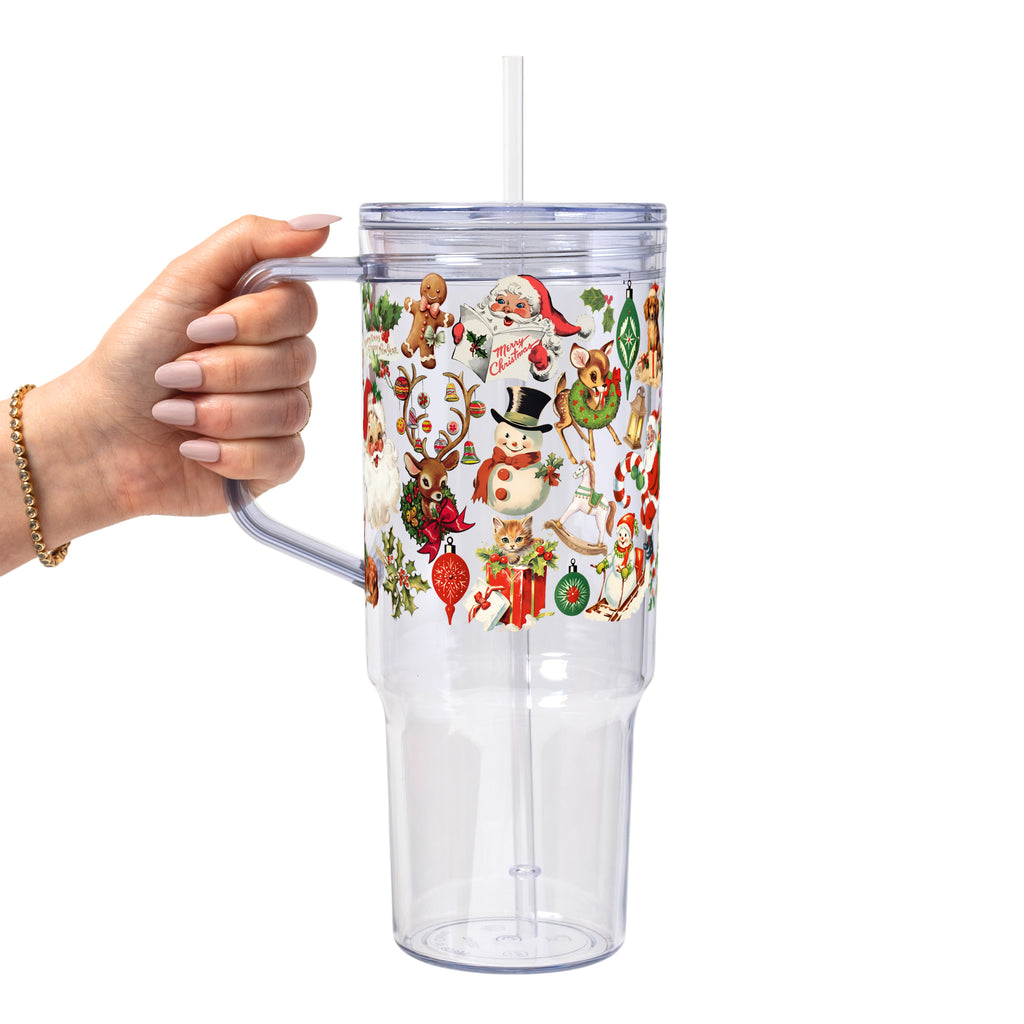 Nostalgic Christmas Glass Cup, Mug & Tumbler with Lid and Straw
