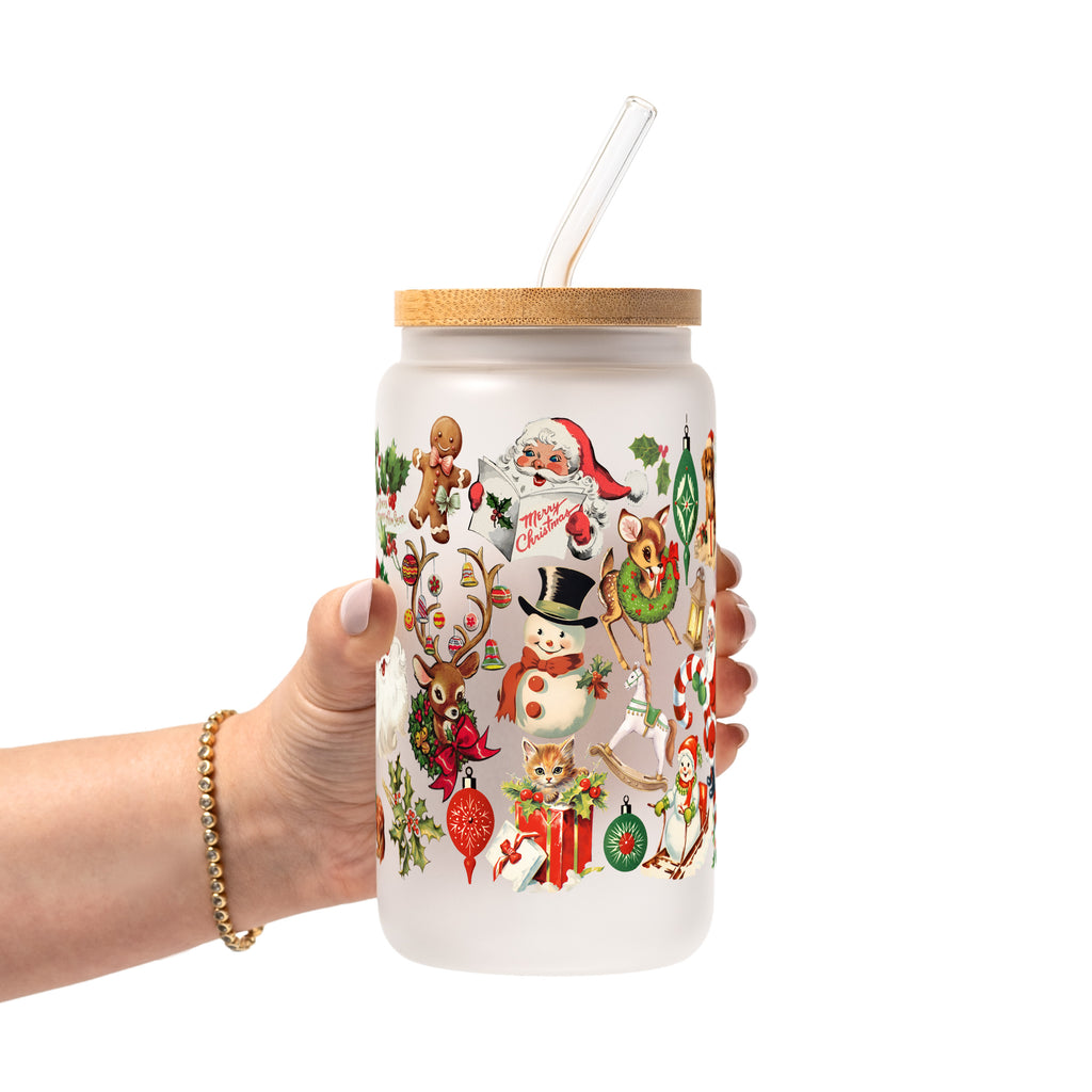 Nostalgic Christmas Glass Cup, Mug & Tumbler with Lid and Straw