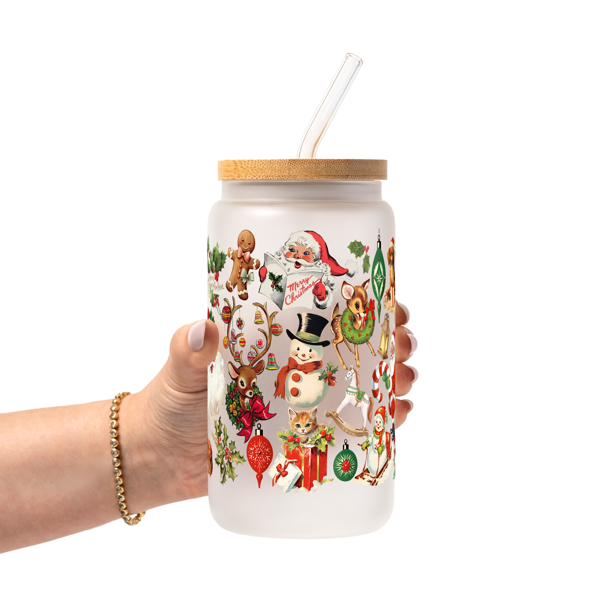 Nostalgic Christmas Glass Cup, Mug & Tumbler with Lid and Straw