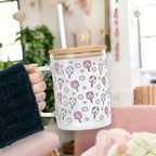 Floral Pickleball Glass Cup, Mug & Tumbler with Lid and Straw