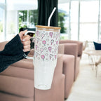Floral Pickleball Glass Cup, Mug & Tumbler with Lid and Straw