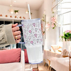 Floral Pickleball Glass Cup, Mug & Tumbler with Lid and Straw