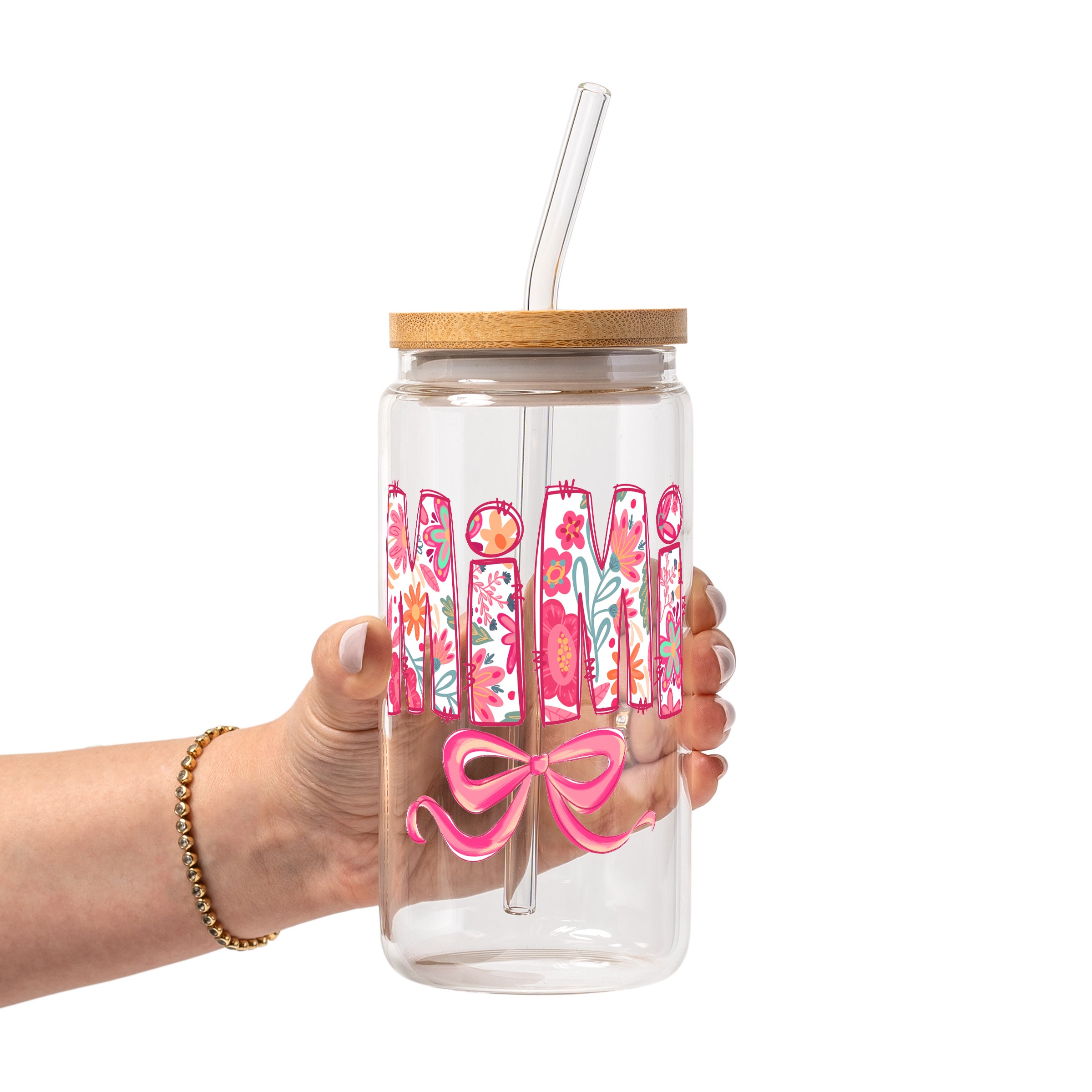 Pink Mimi, Gigi, Or Nana Glass Cups