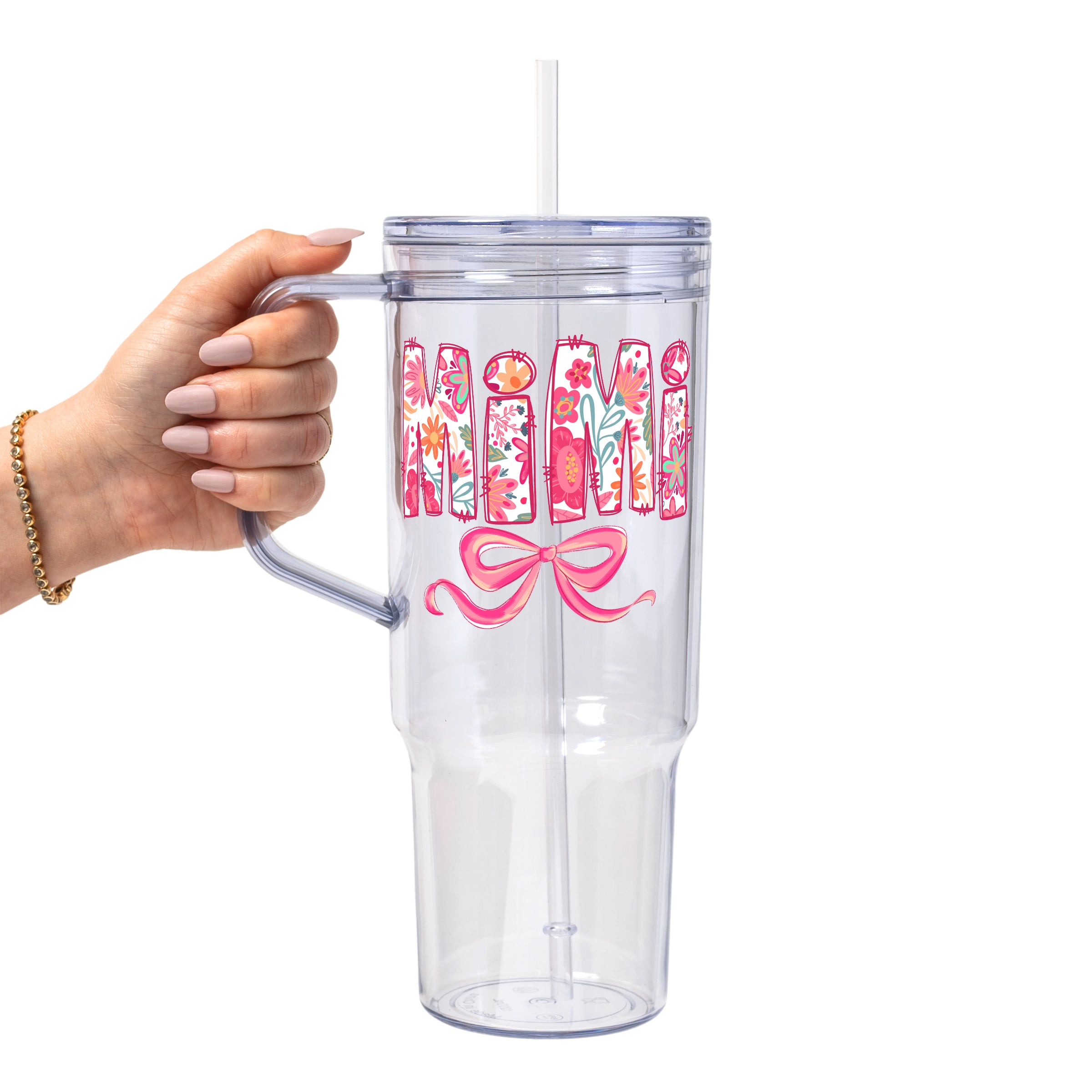 Pink Mimi, Gigi, Or Nana Glass Cups