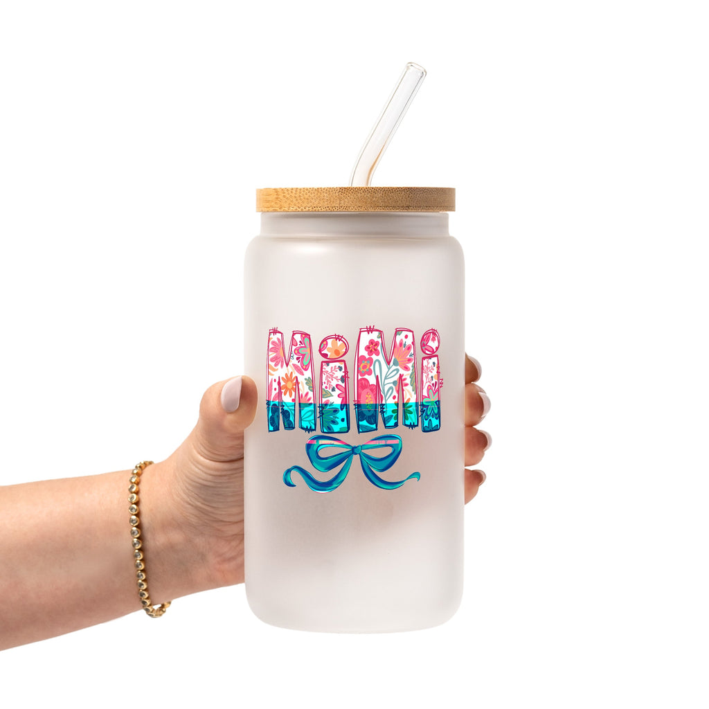 Pink Mimi, Gigi, Or Nana Glass Cup, Mug & Tumbler with Lid and Straw
