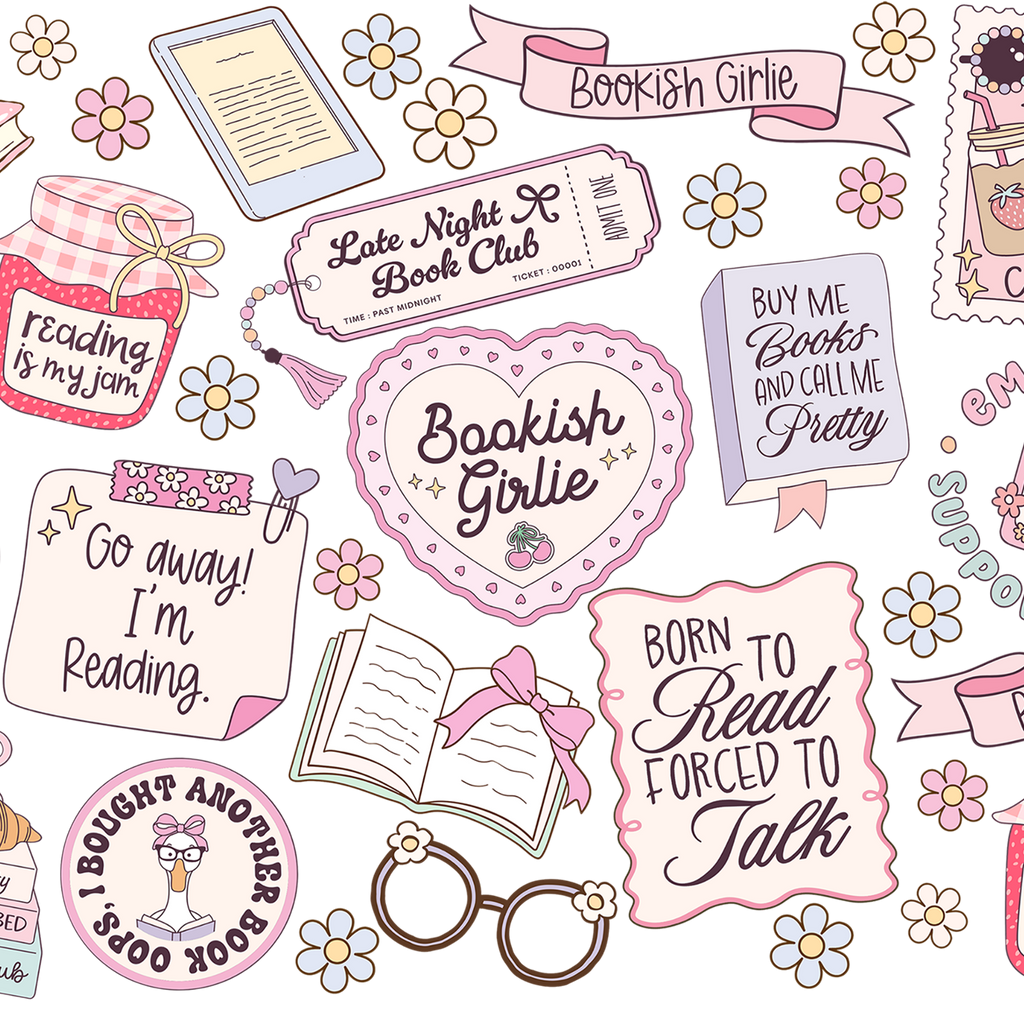Bookish Girly Glass Cup, Mug & Tumbler with Lid and Straw