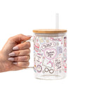 Bookish Girly Glass Cup, Mug & Tumbler with Lid and Straw