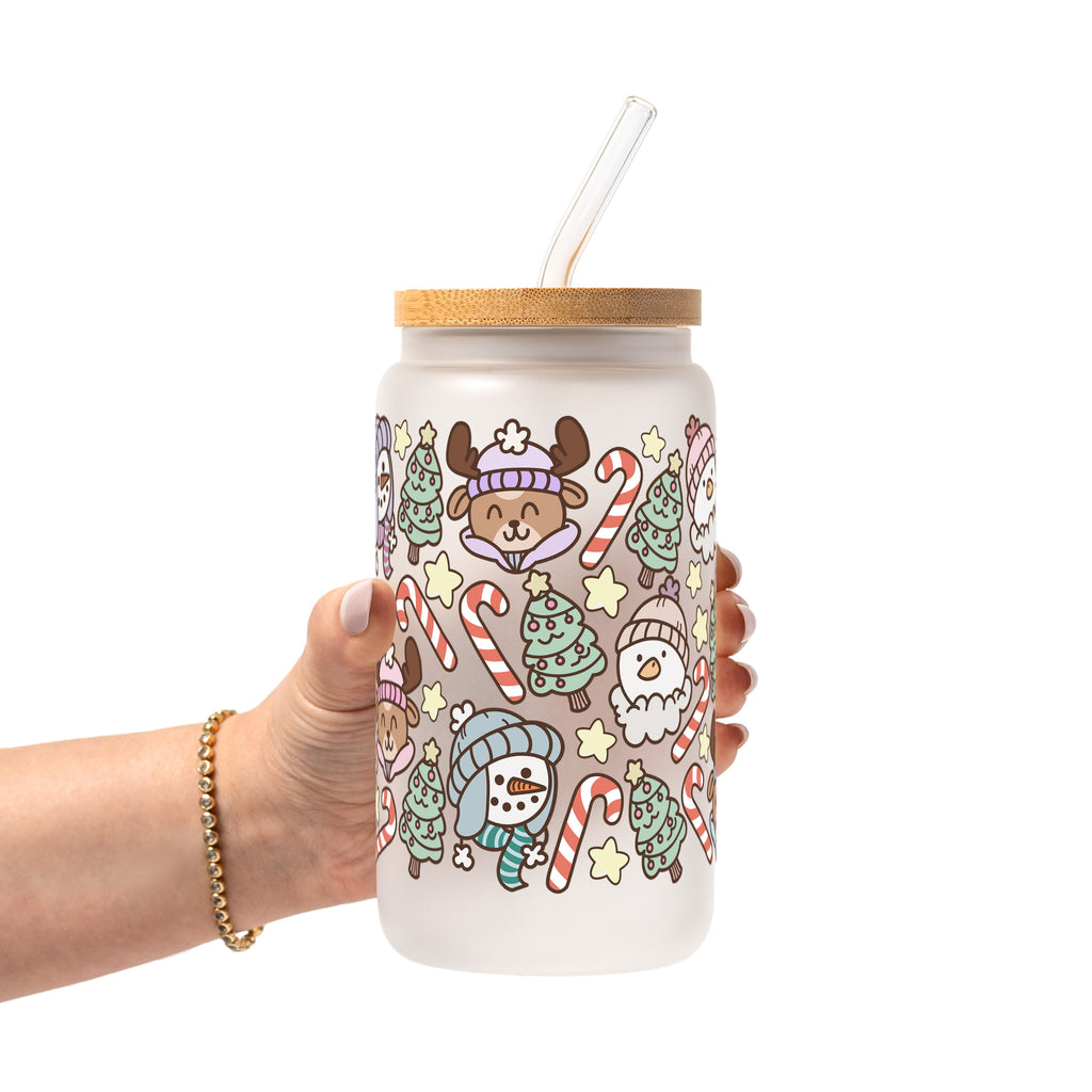 Winter Cuties Glass Cup, Mug & Tumbler with Lid and Straw
