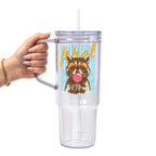 Retro Feral Raccoon Glass Cup, Mug & Tumbler with Lid and Straw