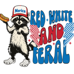 Red White and Feral Hot Dog Patriotic Raccoon Glass Cup, Mug & Tumbler with Lid and Straw