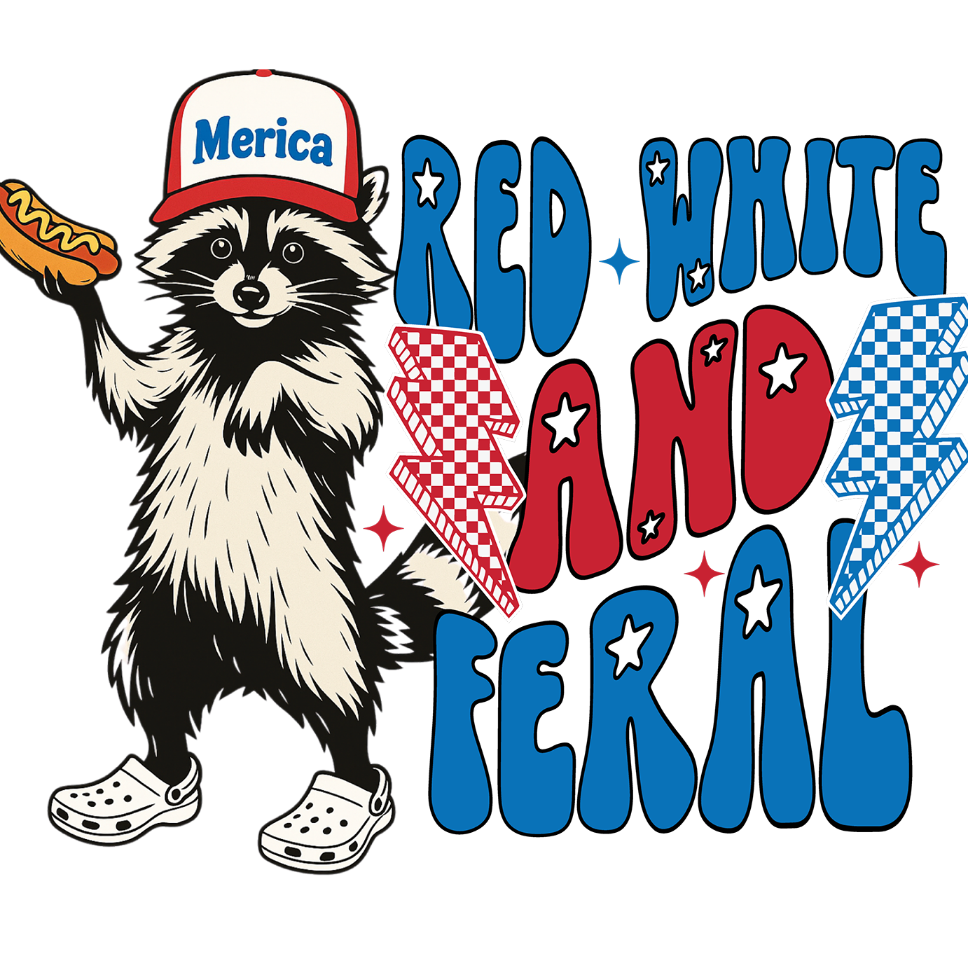 Red White and Feral Hot Dog Patriotic Raccoon Glass Cup, Mug & Tumbler with Lid and Straw