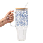 Something Blue Bridal Glass Cup, Mug & Tumbler with Lid and Straw