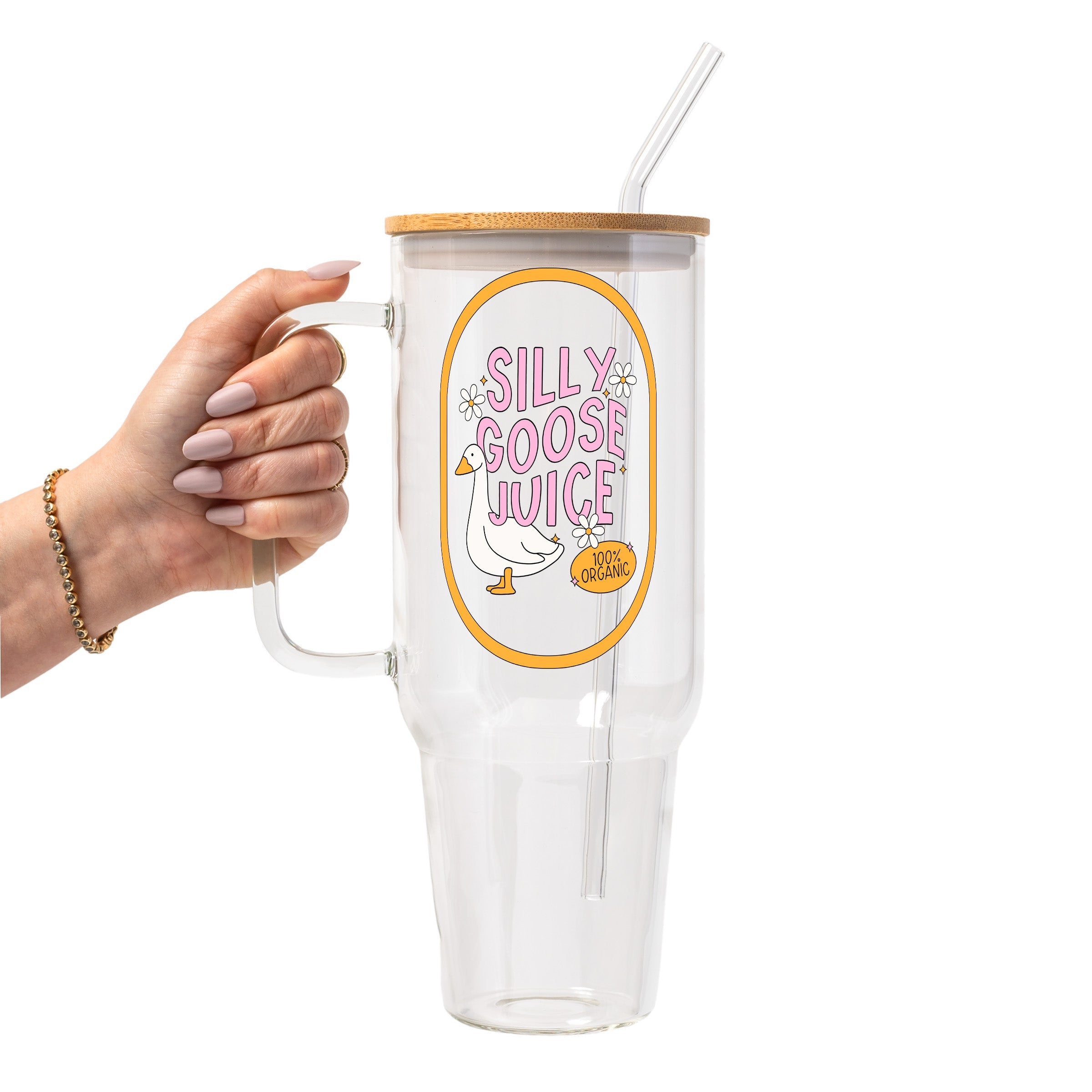 Silly Goose Juice Glass Cup, Mug & Tumbler with Lid and Straw