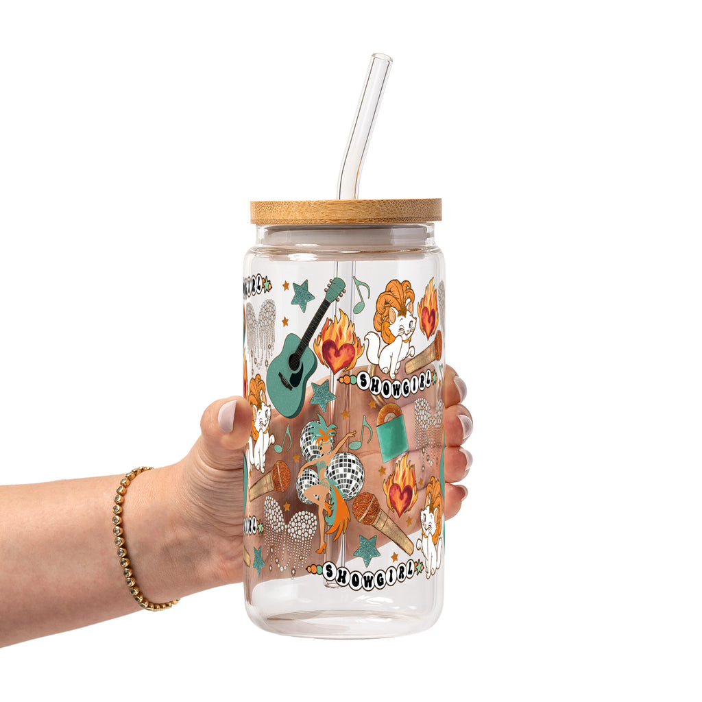Showgirl Glass Cup, Mug & Tumbler with Lid and Straw