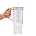 Sage Mini Hearts Glass Cup, Mug & Tumbler with Lid and Straw