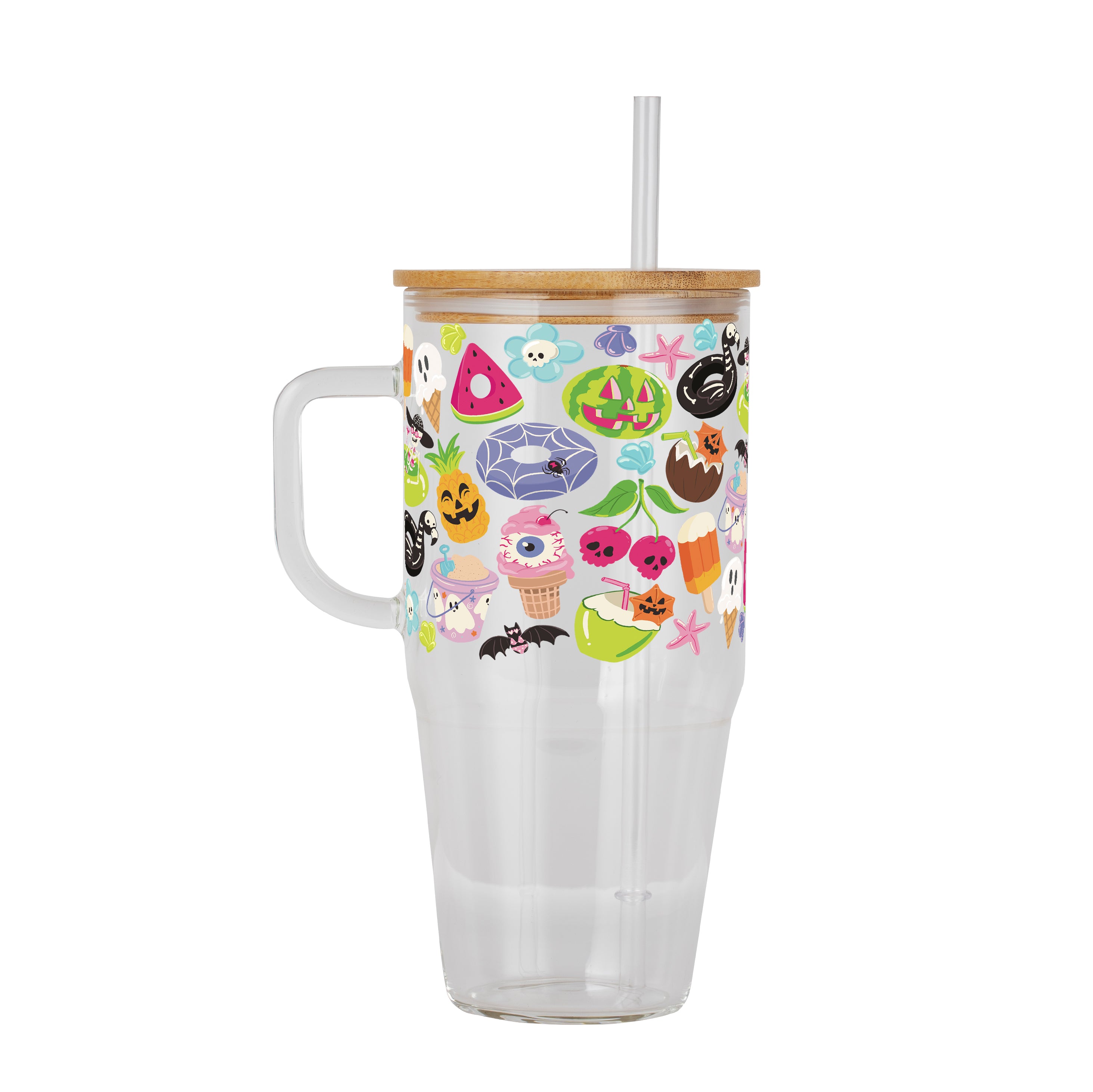 Summerween Glass Cup, Mug & Tumbler with Lid and Straw