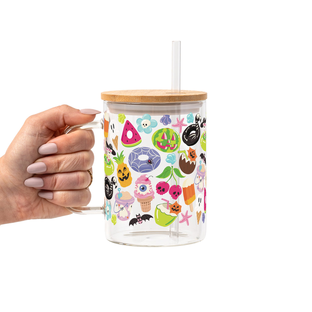 Summerween Glass Cup, Mug & Tumbler with Lid and Straw