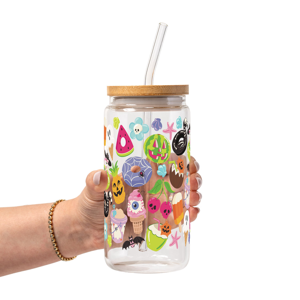 Summerween Glass Cup, Mug & Tumbler with Lid and Straw