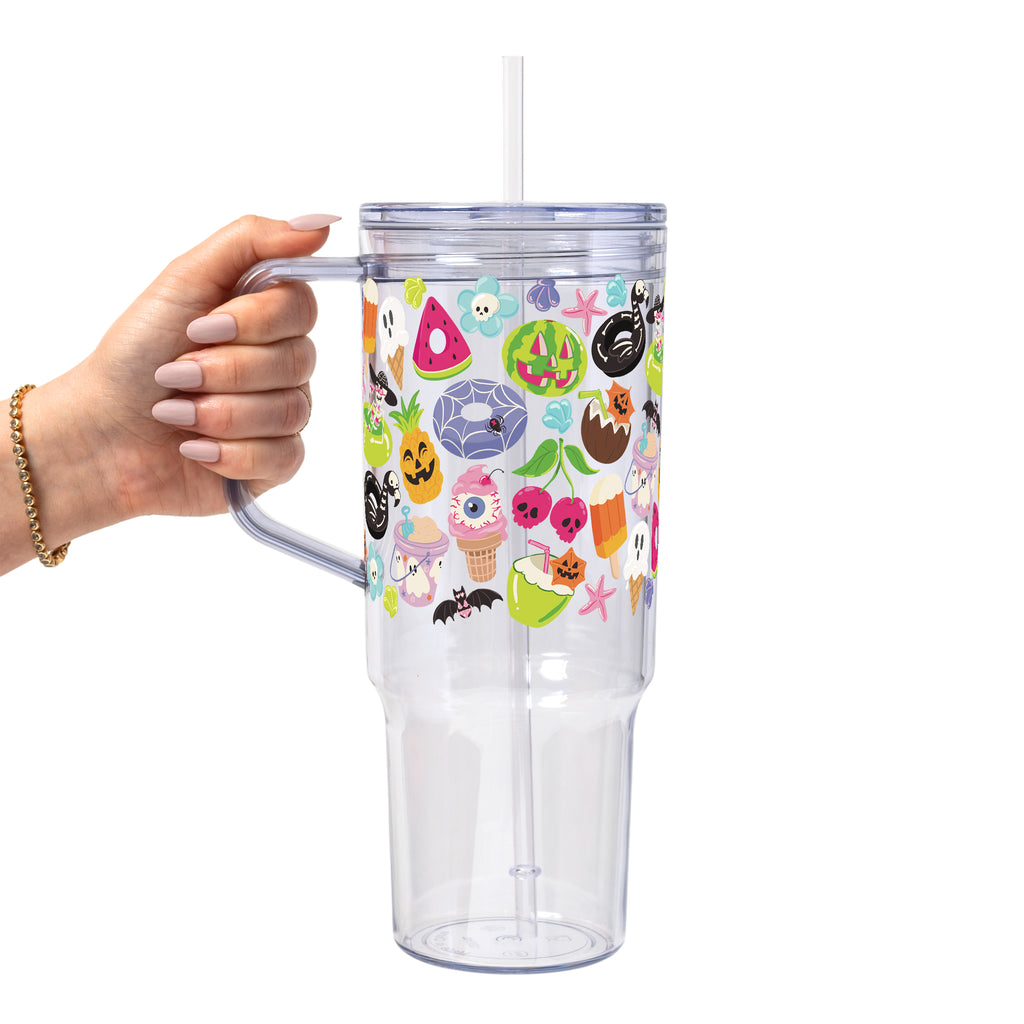 Summerween Glass Cup, Mug & Tumbler with Lid and Straw