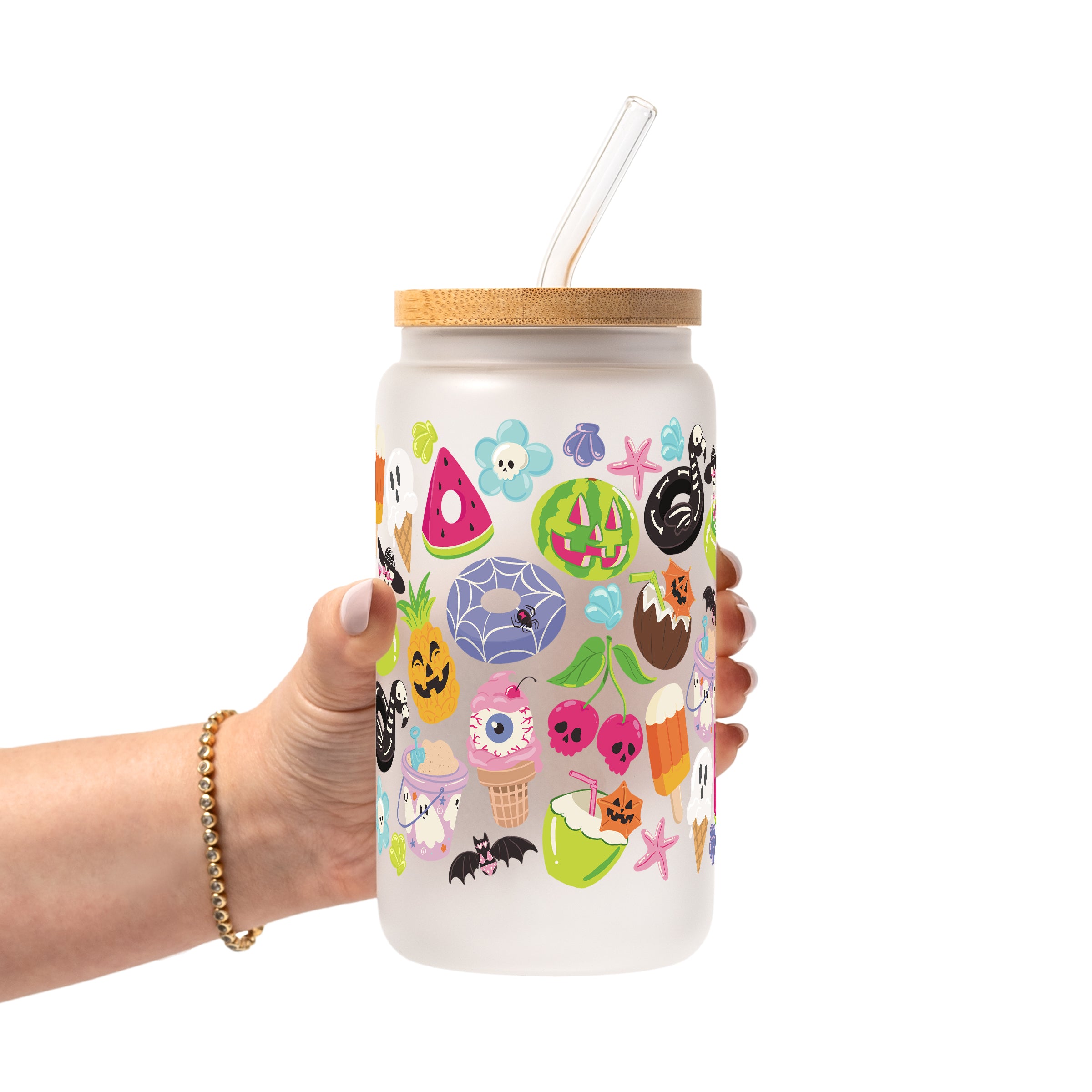 Summerween Glass Cup, Mug & Tumbler with Lid and Straw