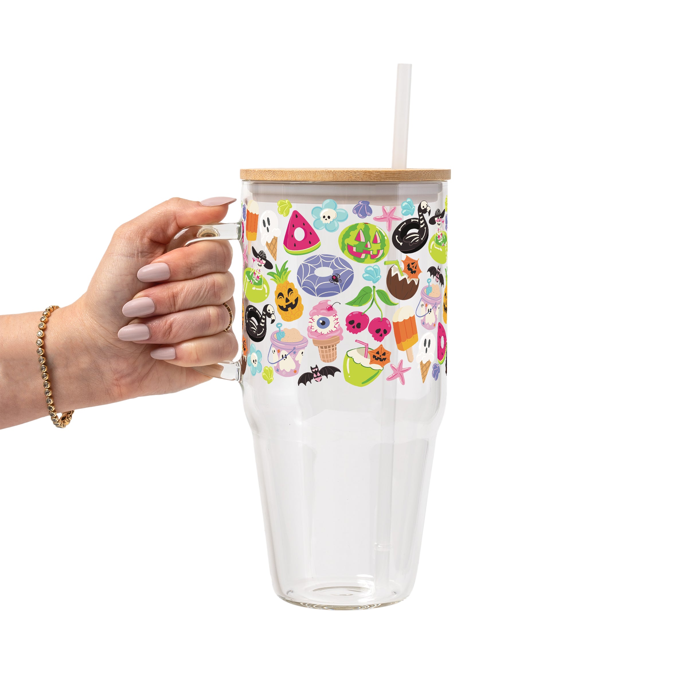 Summerween Glass Cup, Mug & Tumbler with Lid and Straw