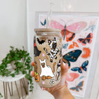 Spooky Cats Glass Cup, Mug & Tumbler with Lid and Straw