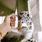 Spooky Cats Glass Cup, Mug & Tumbler with Lid and Straw