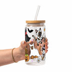 Spooky Cats Glass Cup, Mug & Tumbler with Lid and Straw