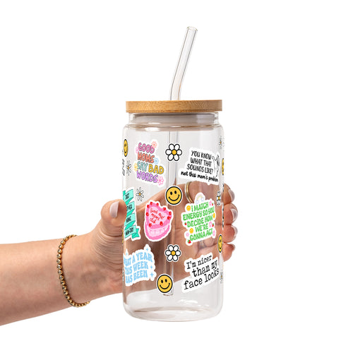 Sarcastic Mom Glass Cup, Mug & Tumbler with Lid and Straw