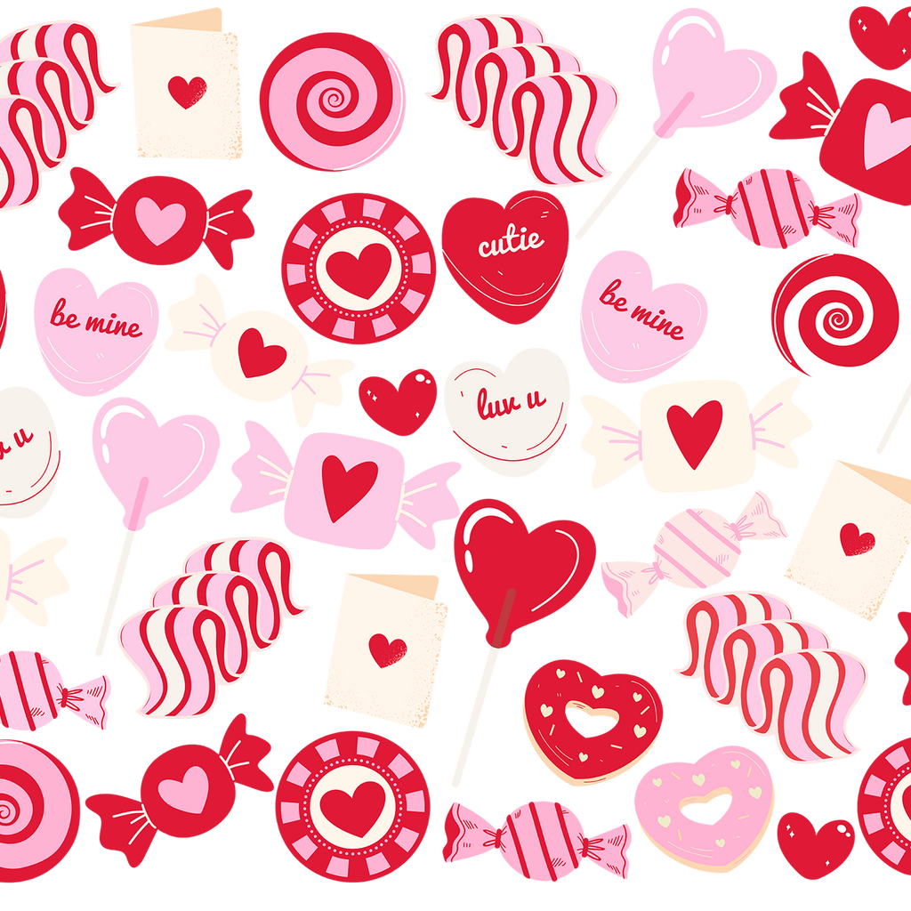 Valentine's Day Sweets Glass Cup, Mug & Tumbler with Lid and Straw