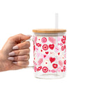 Valentine's Day Sweets Glass Cup, Mug & Tumbler with Lid and Straw