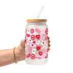 Valentine's Day Sweets Glass Cup, Mug & Tumbler with Lid and Straw