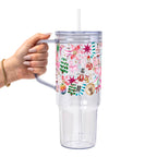 Whimsical Christmas Glass Cup, Mug & Tumbler with Lid and Straw