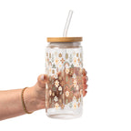 Neutral Wildflowers Glass Cup, Mug & Tumbler with Lid and Straw