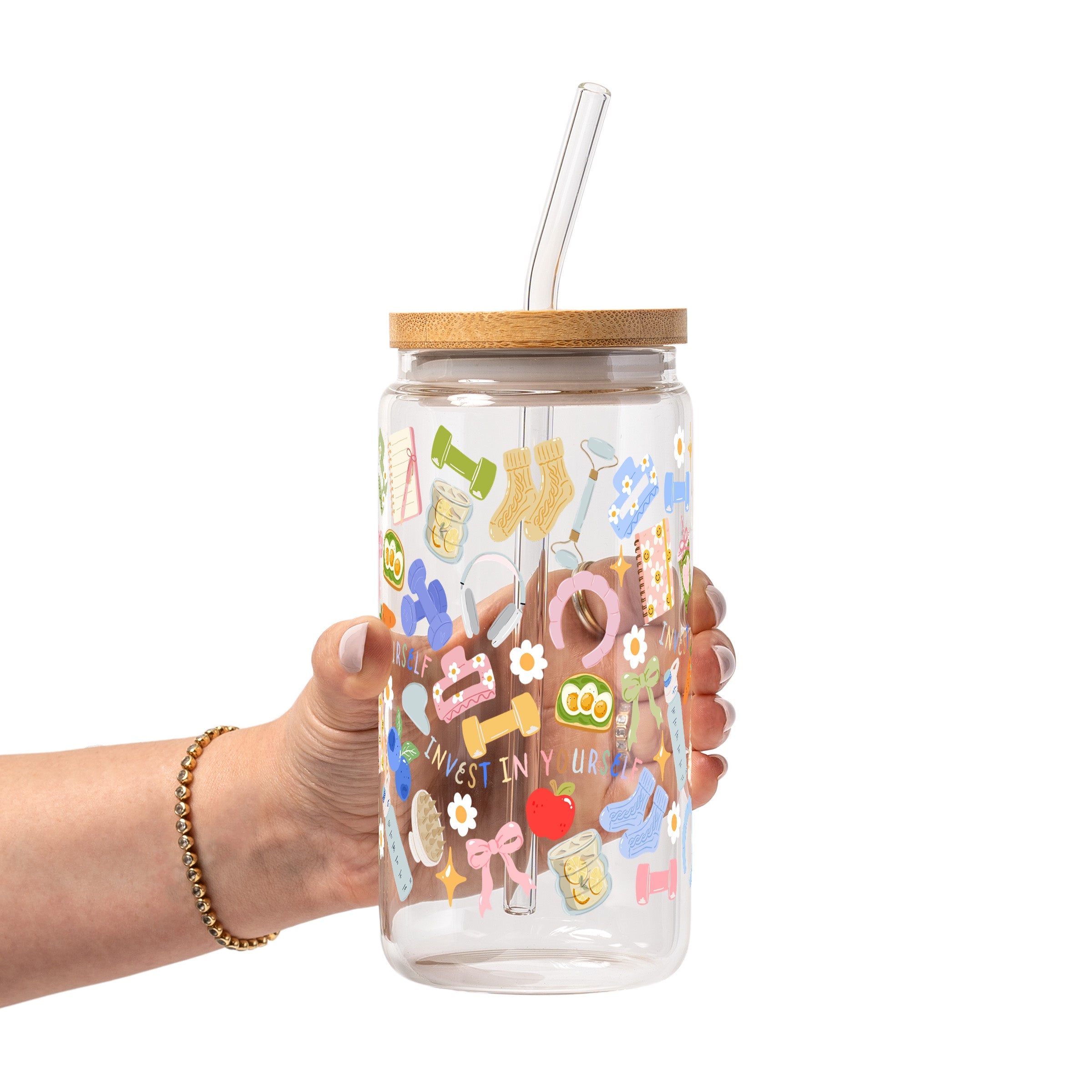 Soft Reset Glass Cup, Mug & Tumbler with Lid and Straw