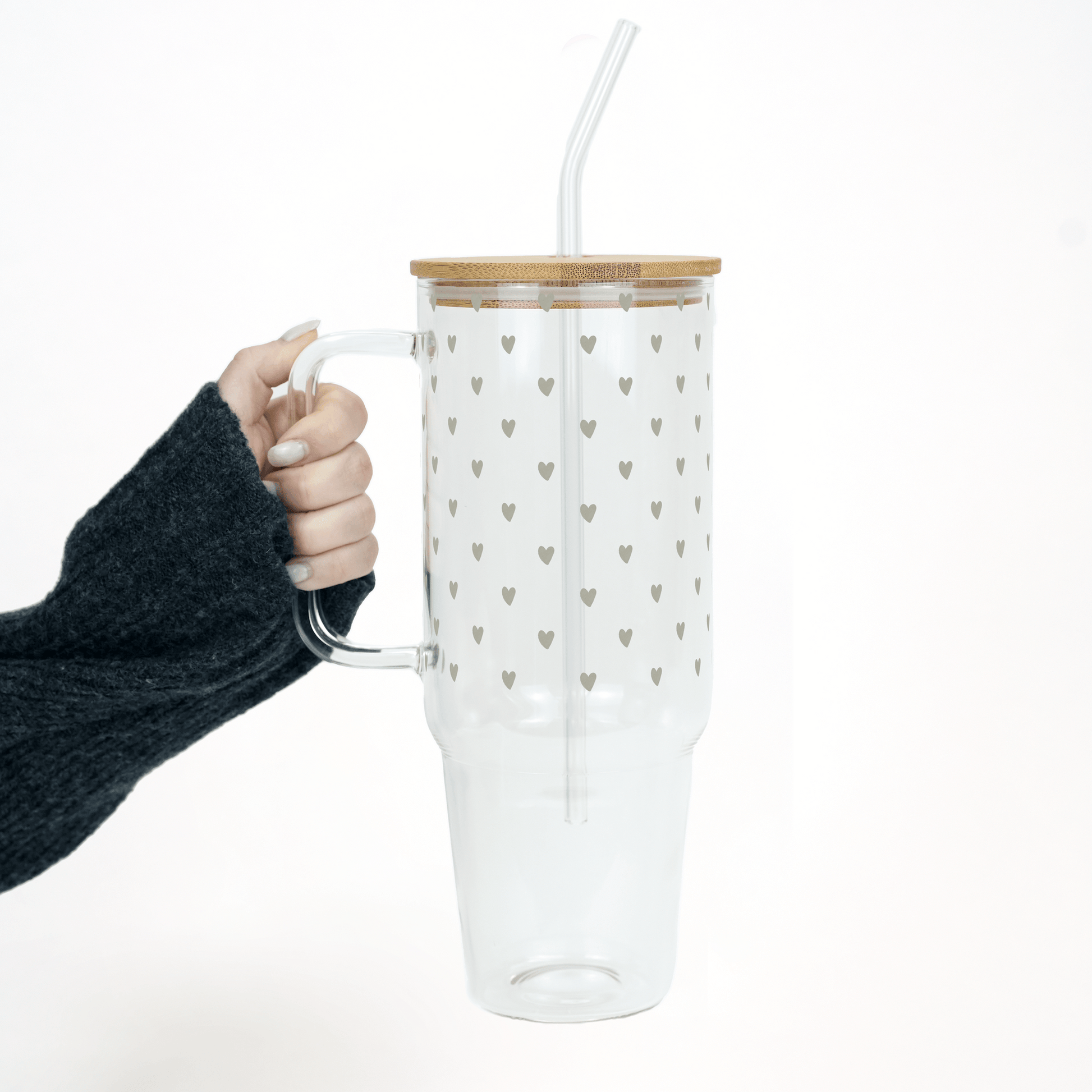 Sage Mini Hearts Tumbler with Lid and Straw from Sip Sip Hooray – Tumblers