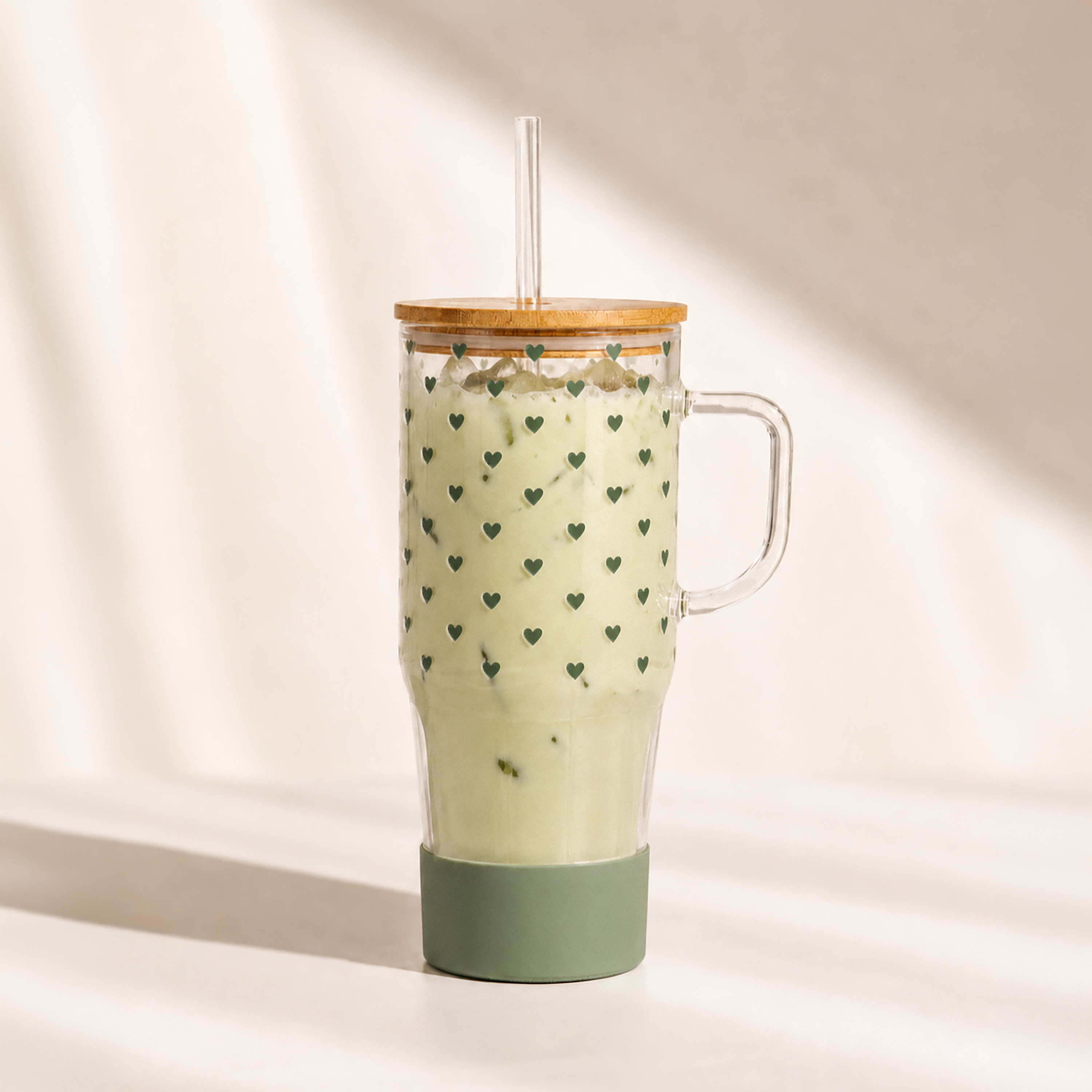 Seafoam Mini Heart 32oz Glass Tumbler & Boot Bundle