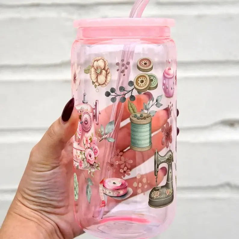 Sewing Cup With Lid and Straw