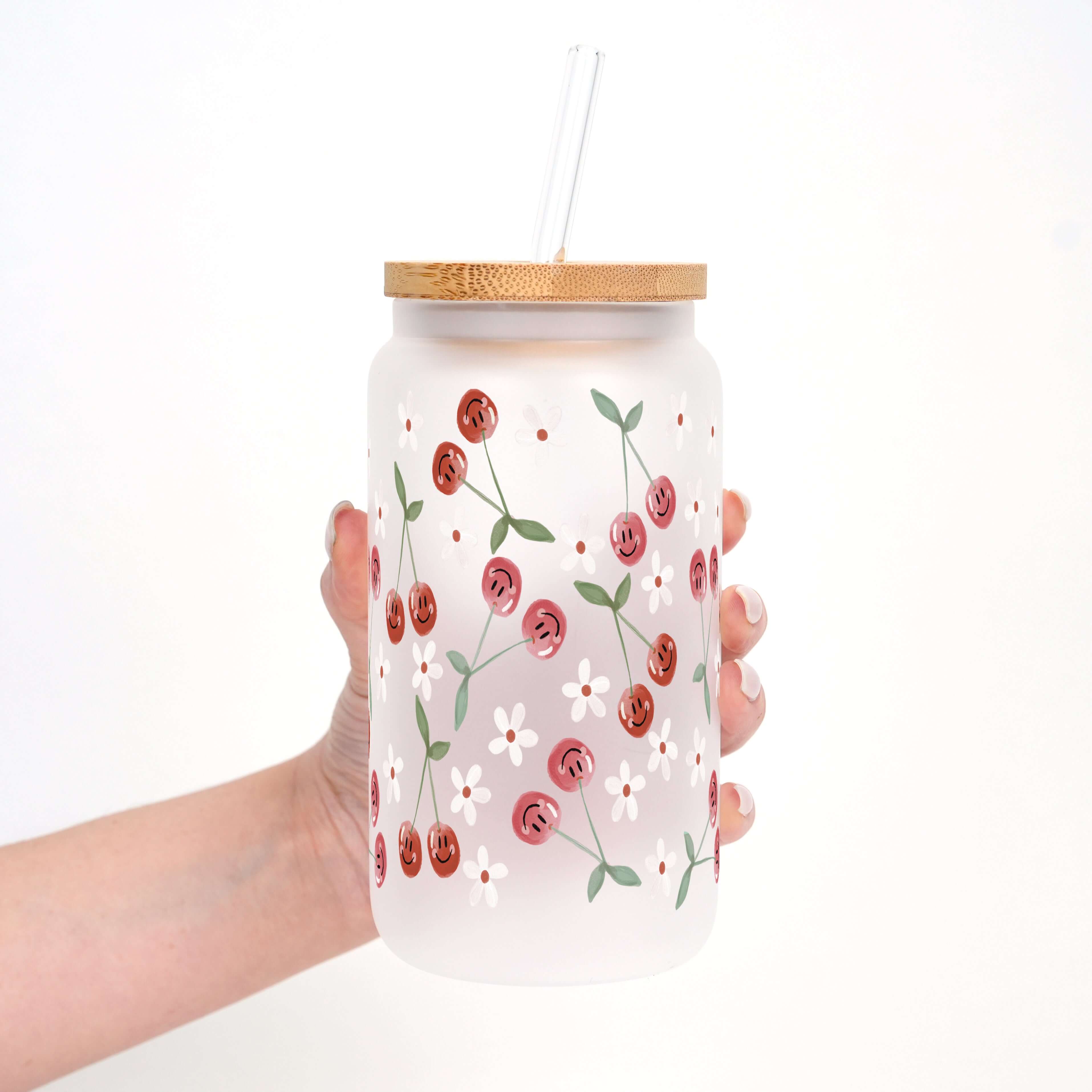 Smiley Cherry Cup With Lid and Straw