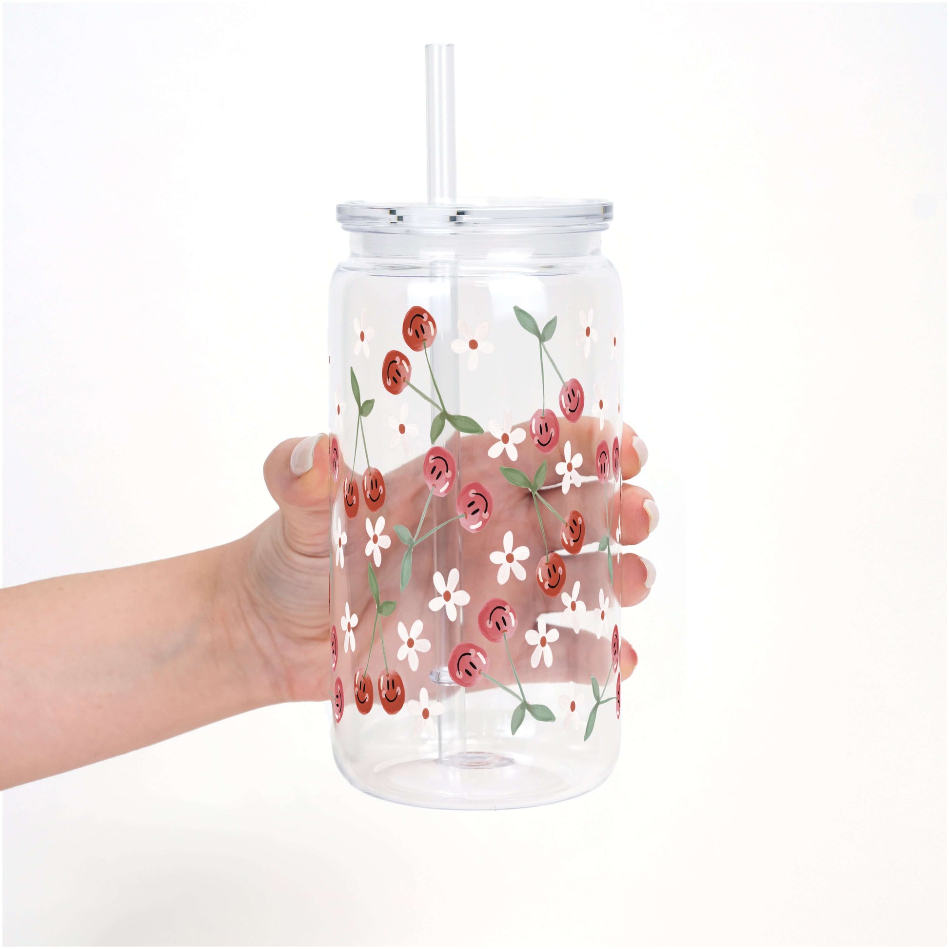 Smiley Cherry Cup With Lid and Straw from Sip Sip Hooray – Uncategorized