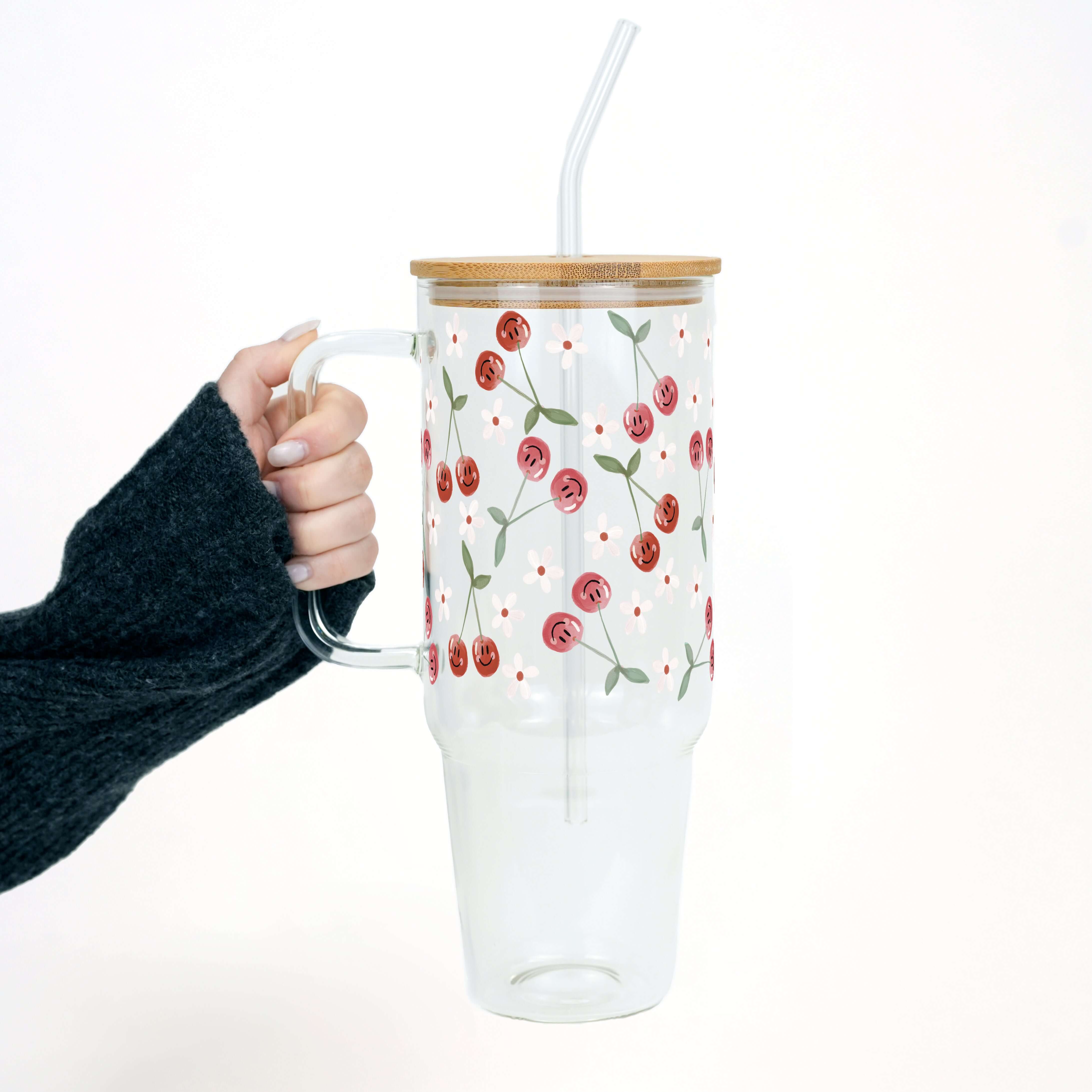 Smiley Cherry Tumbler With Lid and Straw