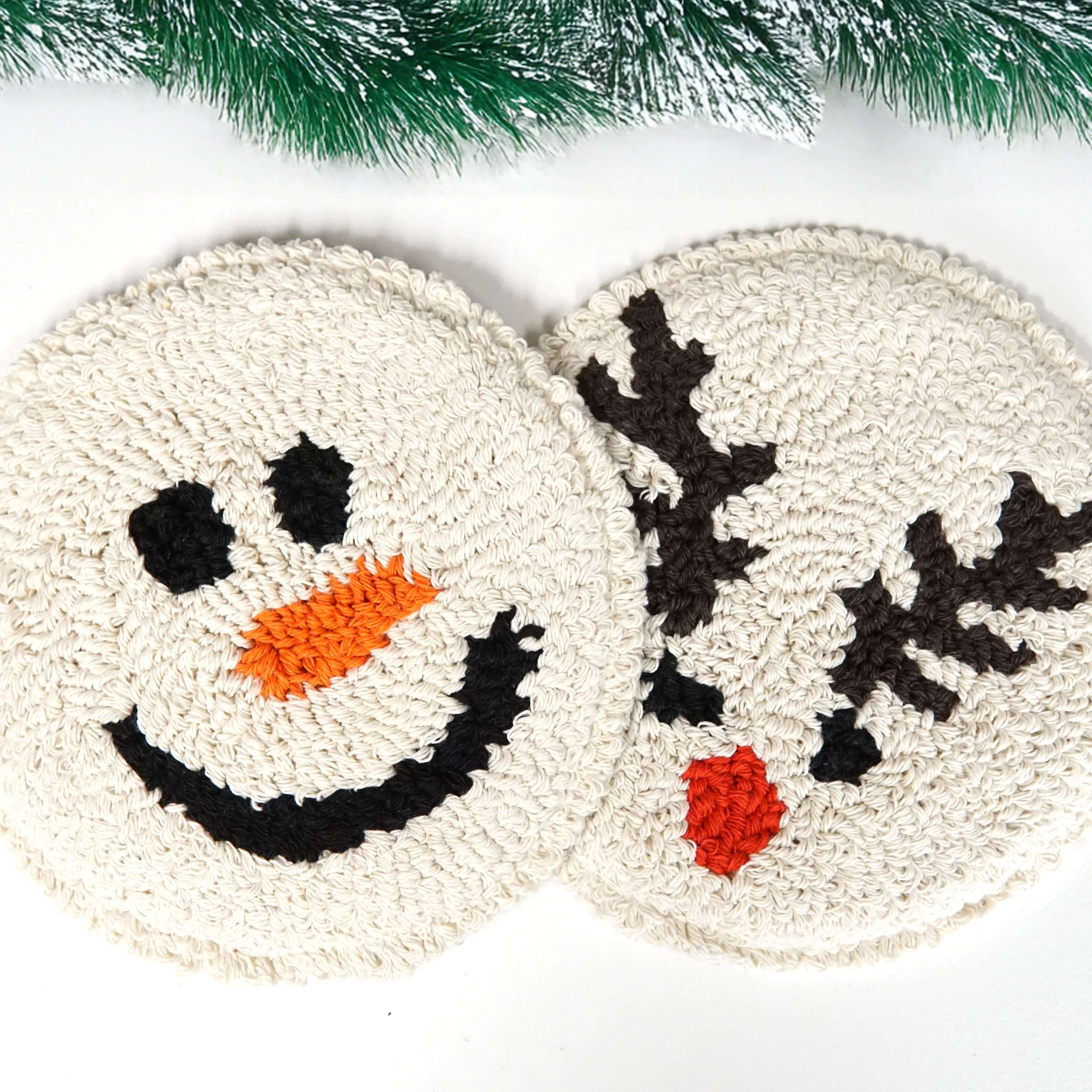 Snowman and Reindeer Mug Rugs