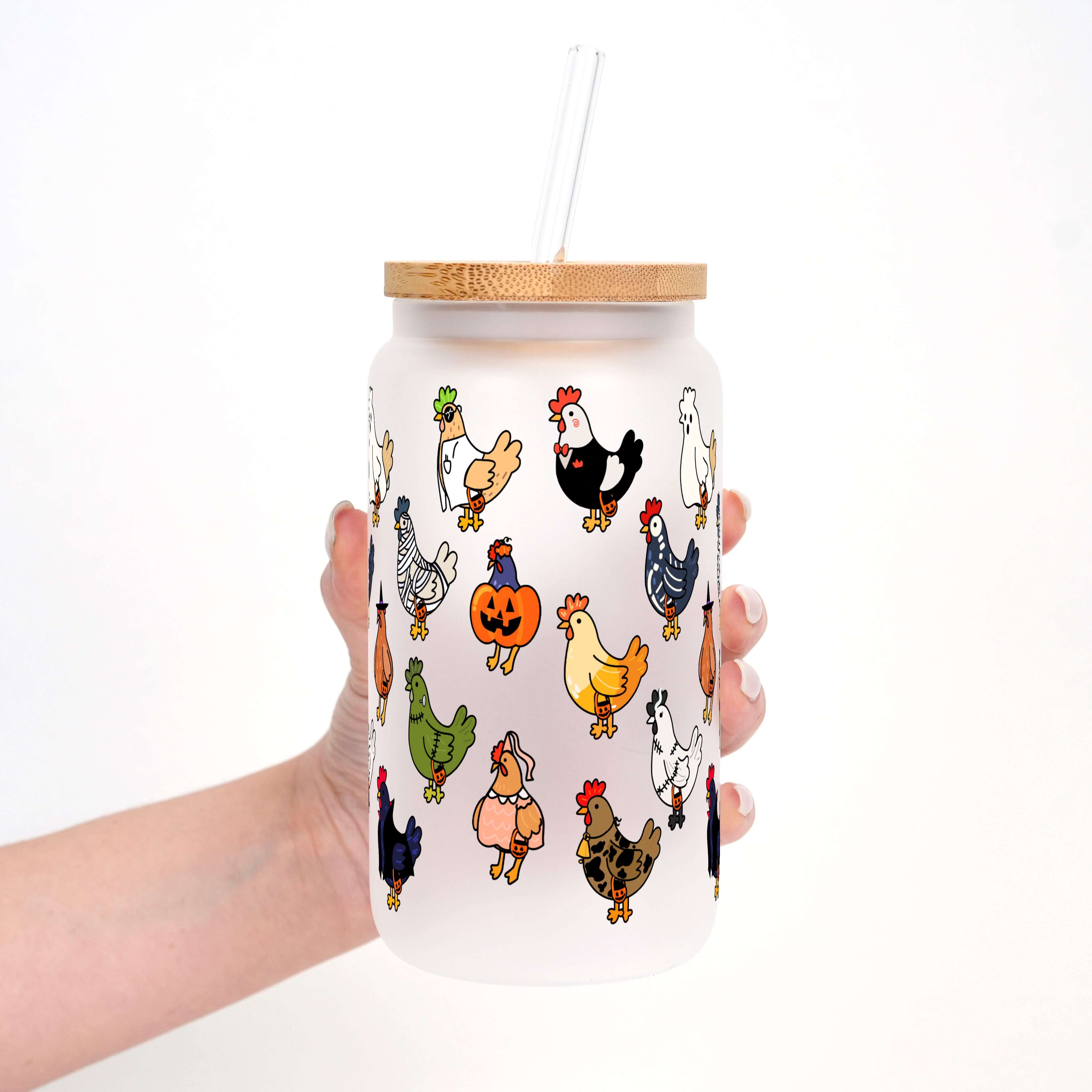 Spooky Chickens Cup With Lid and Straw