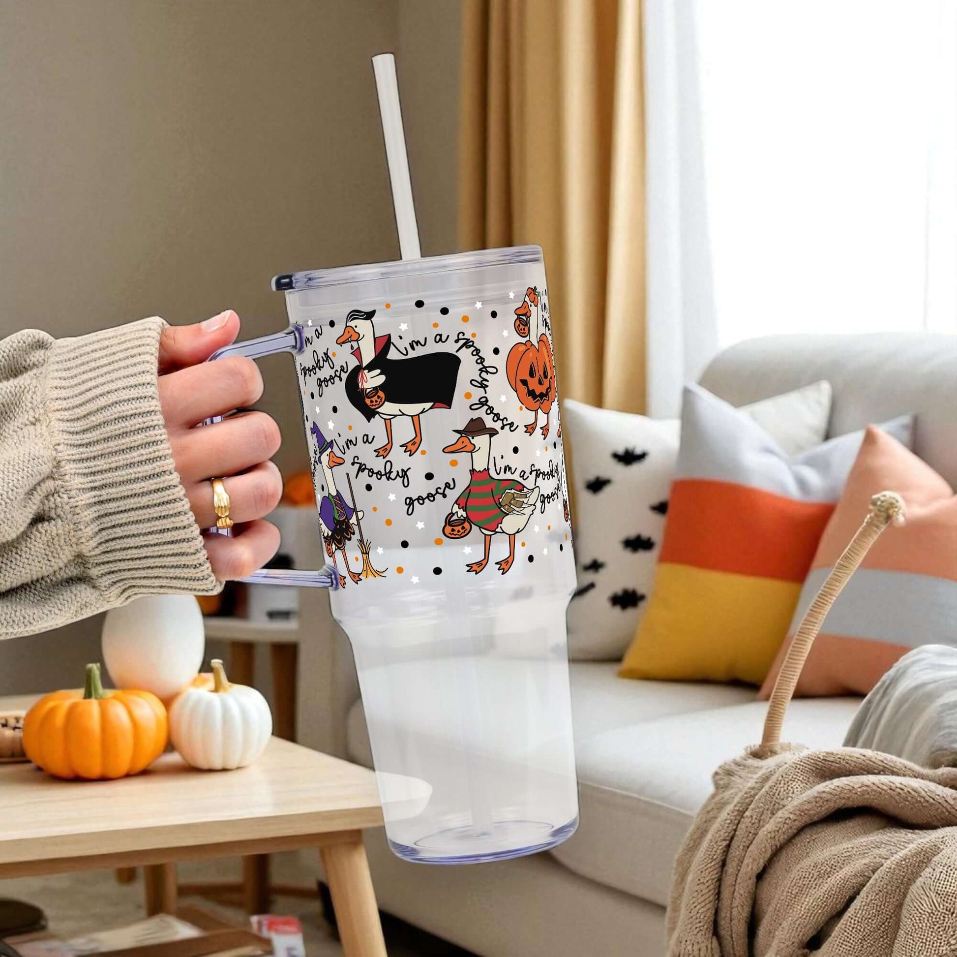 Spooky Goose 40oz Tumbler with Lid and Straw from Sip Sip Hooray – Tumblers