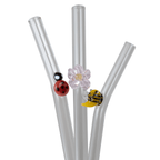 Spring glass straws with flower, bee and lady bug charms