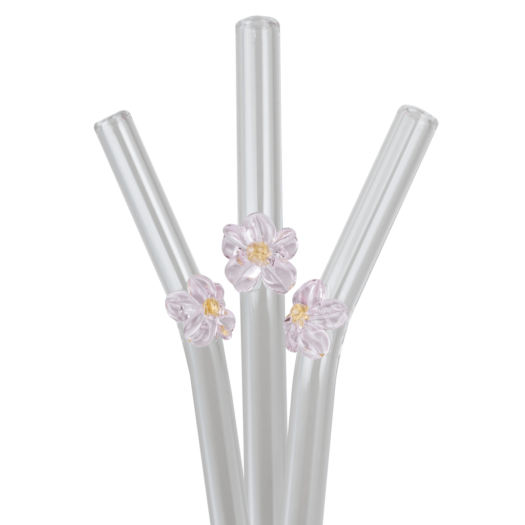 Pink flower glass straws from Sip-Sip Hooray!
