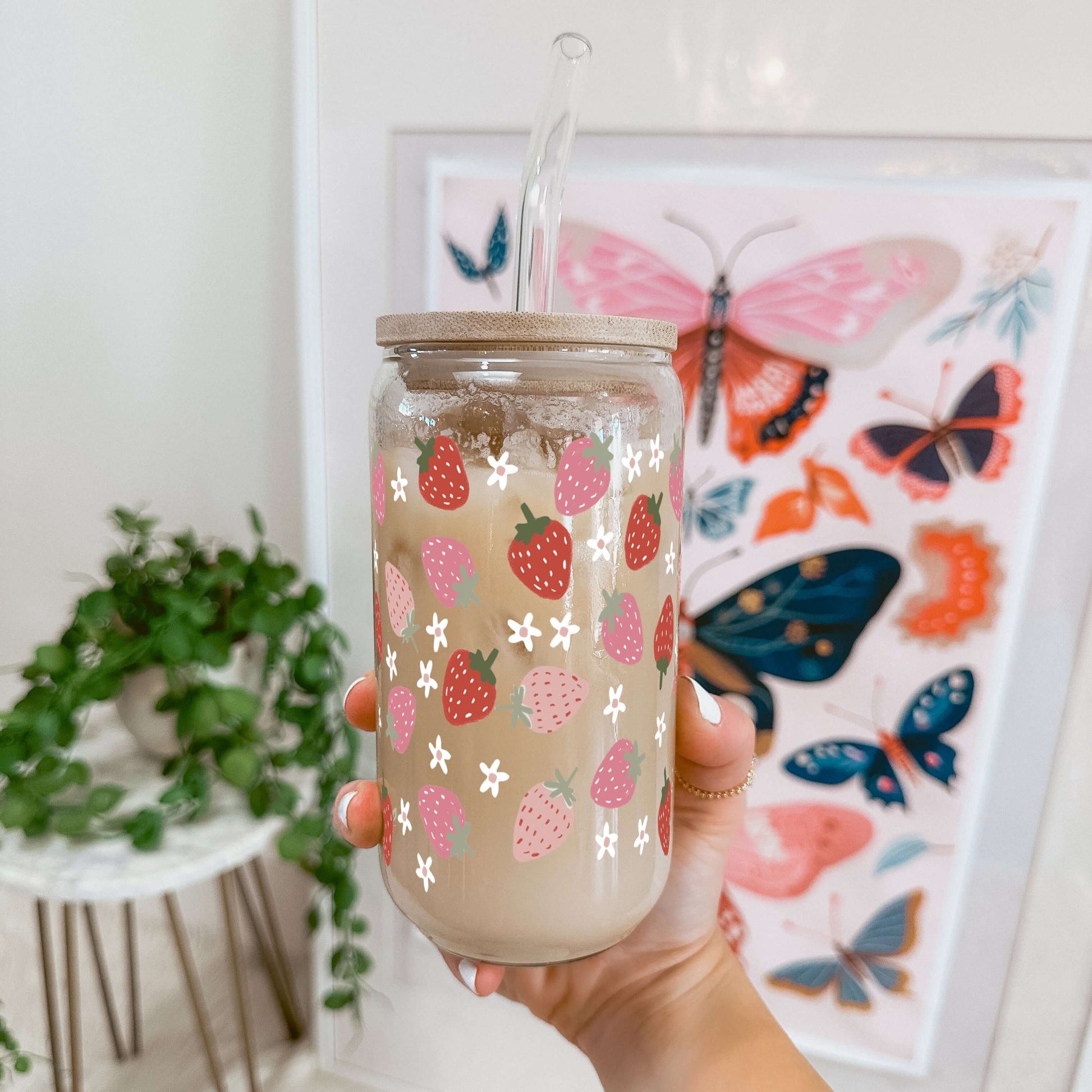 Spring Strawberries Cup with Lid and Straw from Sip Sip Hooray – Tumblers