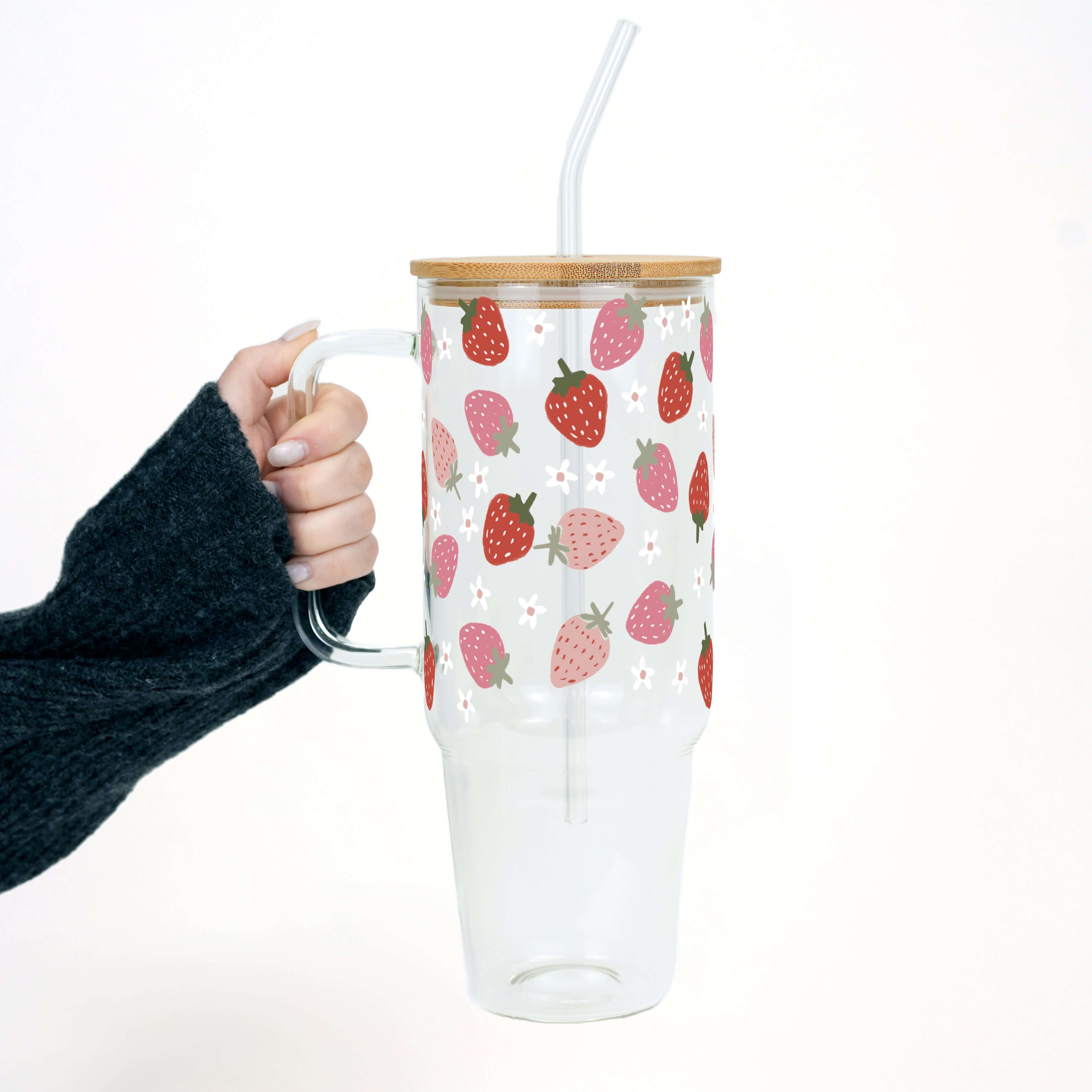 Spring Strawberries Tumbler With Lid and Straw