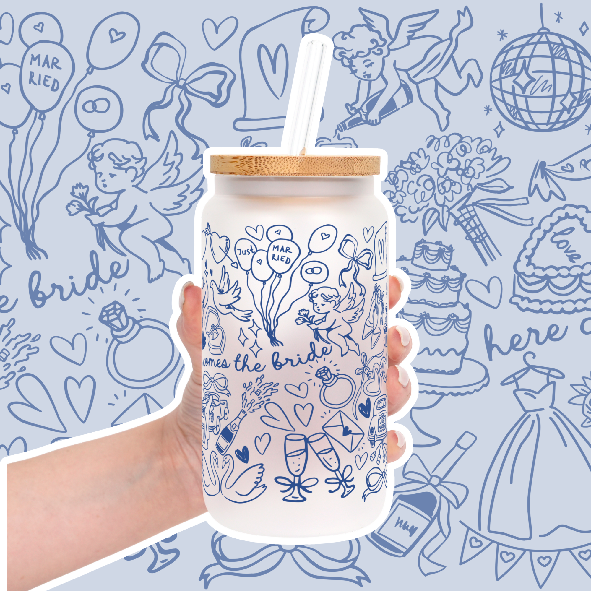 Something Blue Bridal Personalized & Non Personalized Cup With Lid & Straw